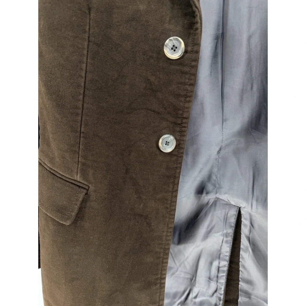 Banana Republic Men's Small Stretch Moleskin Brown Topcoat Hidden Buttons